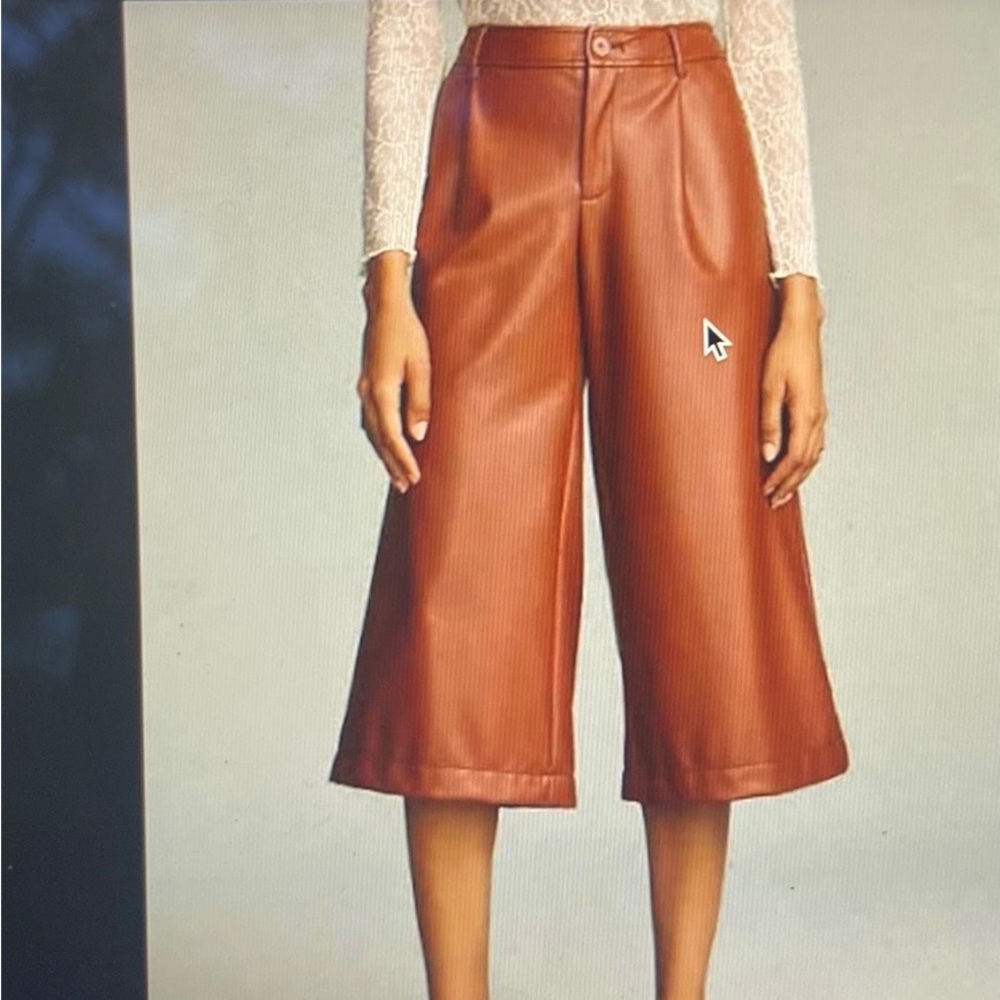 Women’s Faux Leather Culottes Pants by Anthropologie